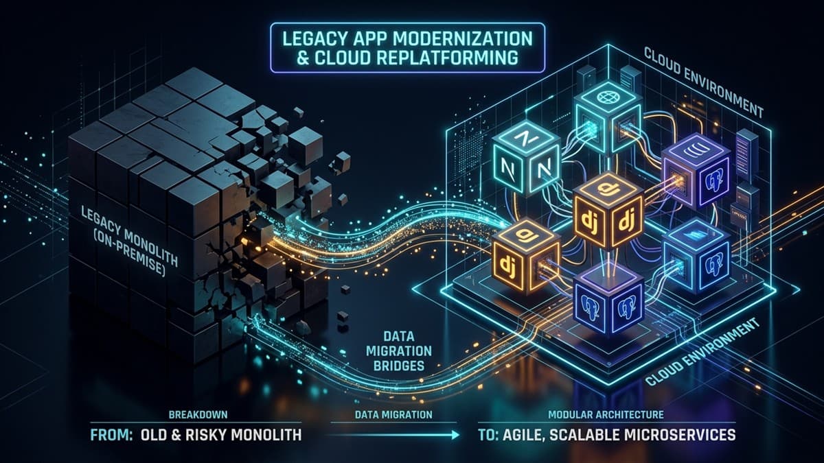 Ecommerce Migrations & Replatforming technical infographic